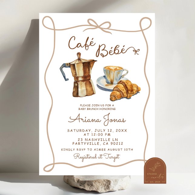Invitation de Baby Shower pour Brunch de Bébé Café (Créateur téléchargé)