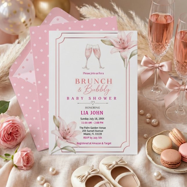 Invitation de baby shower pour brunch esthétique e (Créateur téléchargé)