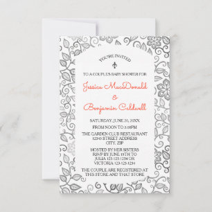 Invitation de baby shower pour couple à motif flor