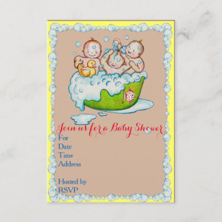 Invitation de baby shower pour des triplets