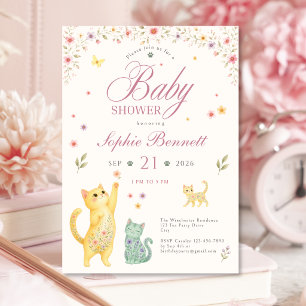 Invitation de Baby Shower pour Fille au Thème Féli