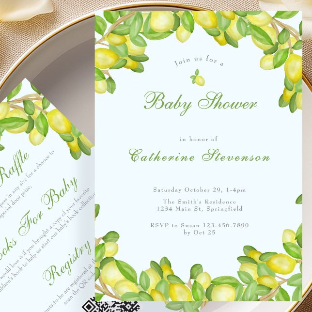 Invitation de baby shower pour garçon au citron re (Créateur téléchargé)