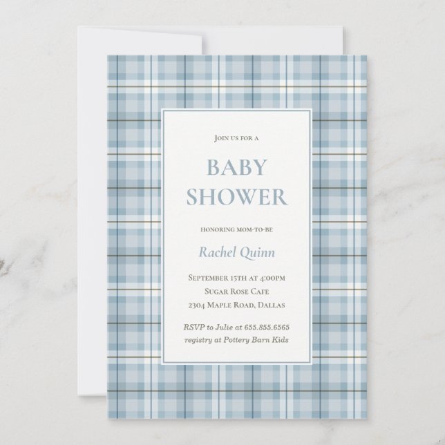 Invitation de baby shower pour garçon avec un moti (Devant)