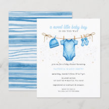 Invitation de Baby Shower pour garçon tenue de lig