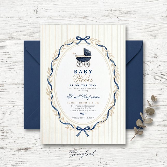Invitation de baby shower pour landau de bébé avec (Créateur téléchargé)
