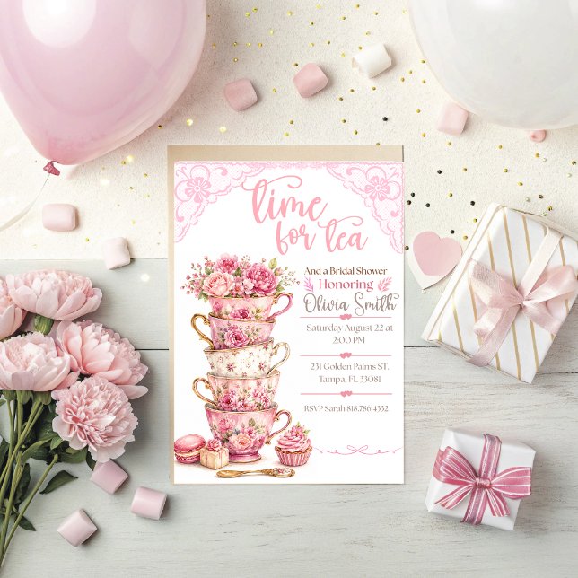 Invitation de Baby Shower pour le Thé  (Beautiful Time for Tea Bridal Shower Invitation. )