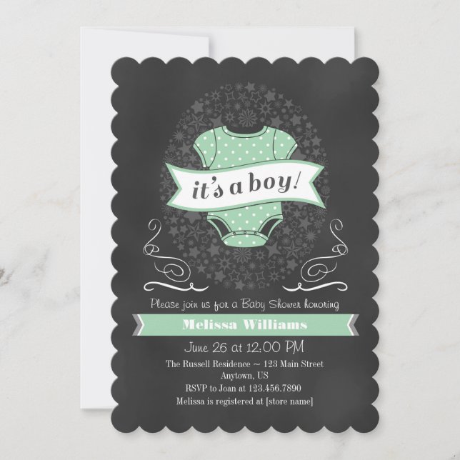 Invitation de Baby shower pour les garçons en cart (Devant)