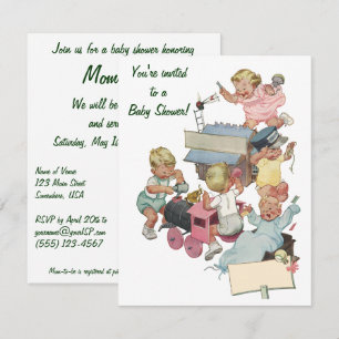 Invitation de Baby Shower pour Trains de Jouets An