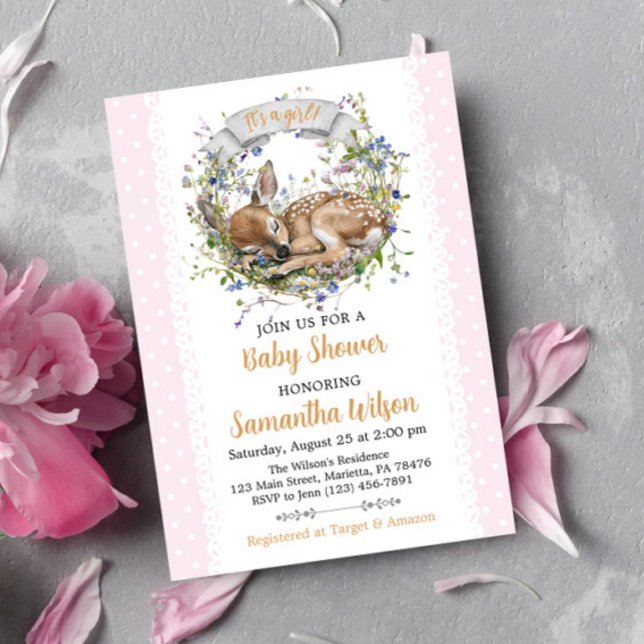 Invitation de baby shower pour une adorable biche  (Créateur téléchargé)