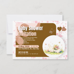 Invitation de Baby Shower pour une Douce Lapine Pa