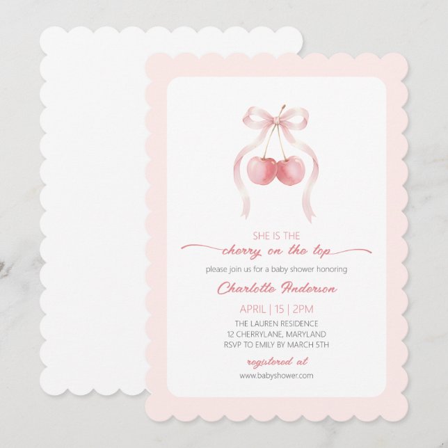 Invitation de baby shower pour une fille au thème  (Devant / Derrière)