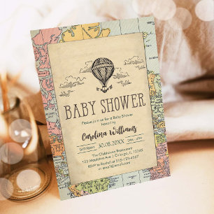 Invitation de baby shower pour voyage dans le mond