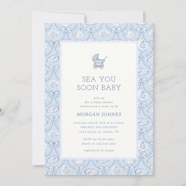 Invitation de baby shower prépa Couquette Côtière (Devant)