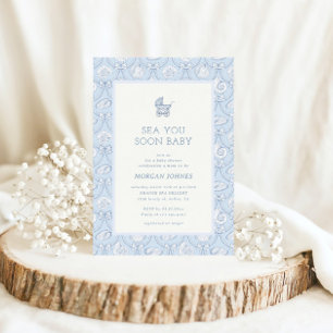 Invitation de baby shower Preppy Coquette Côtière