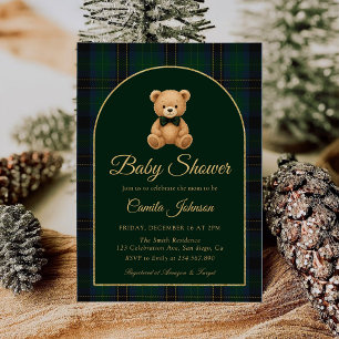 Invitation de baby shower préppy tartan avec un ou