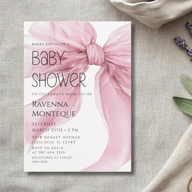 Invitation de Baby Shower Preppy Template Blush Bo (Créateur téléchargé)