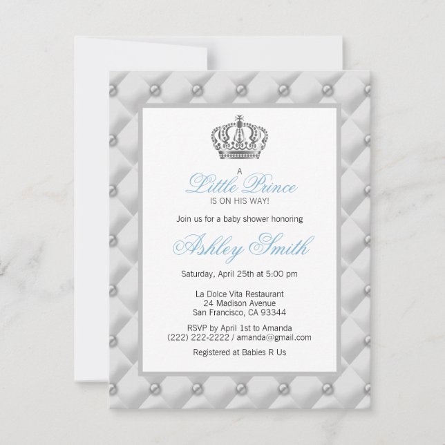 Invitation de Baby shower Prince de la Couronne d' (Devant)
