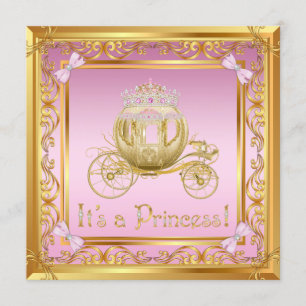 Invitation de Baby Shower Princesse en Or Rose Élé