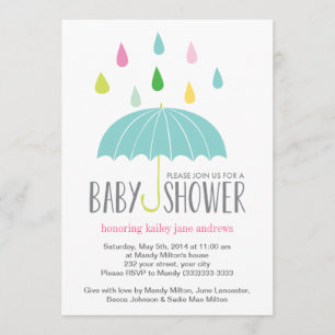 Invitation de Baby shower Raindrops coloré