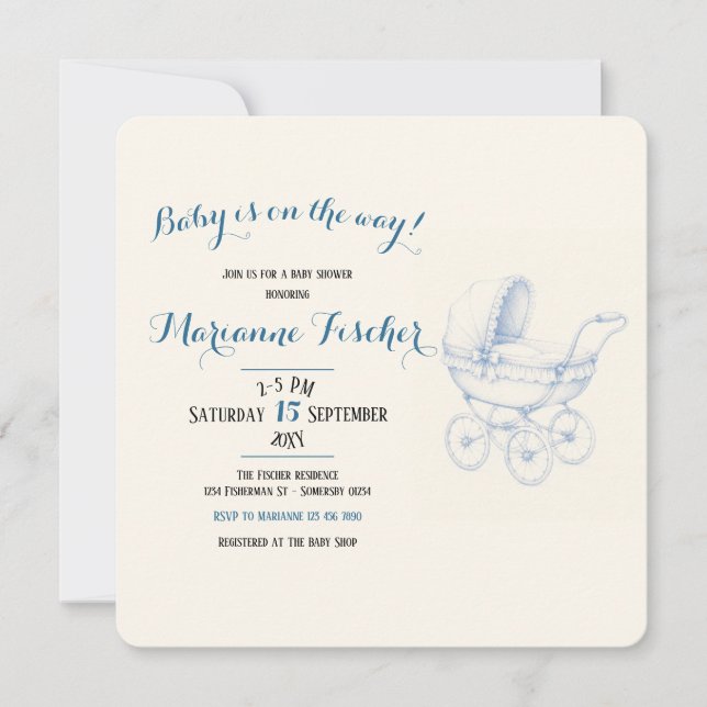 Invitation de baby shower rétro (Devant)