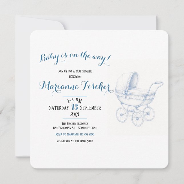 Invitation de baby shower rétro (Devant)