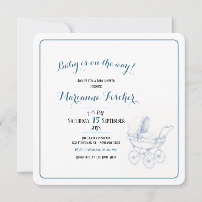 Invitation de baby shower rétro (Devant)