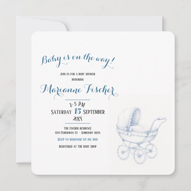 Invitation de baby shower rétro (Devant)