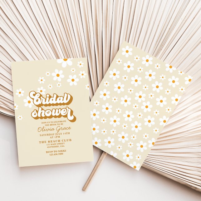Invitation de baby shower rétro Daisy Groovy (Créateur téléchargé)
