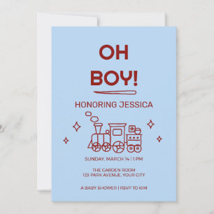 Invitation de Baby Shower Rétro Ondulée Oh Garçon