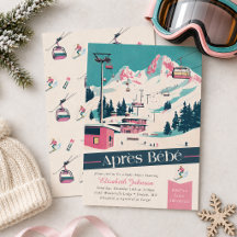 Invitation de Baby Shower Rétro Pink Après Bébé Sk