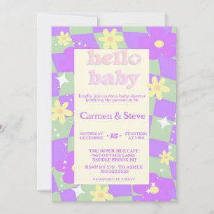 Invitation de baby shower Retro super Checkerboard