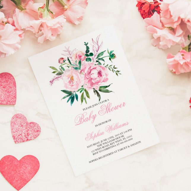 Invitation de Baby shower rose (Créateur téléchargé)