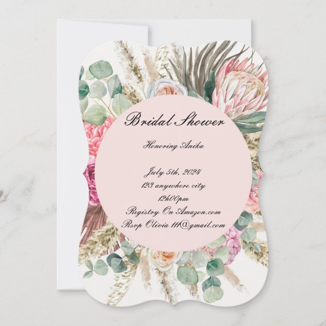Invitation de baby shower rose  (Devant)