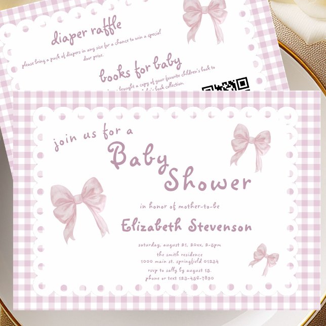 Invitation de baby shower rose à double face en vi (Créateur téléchargé)