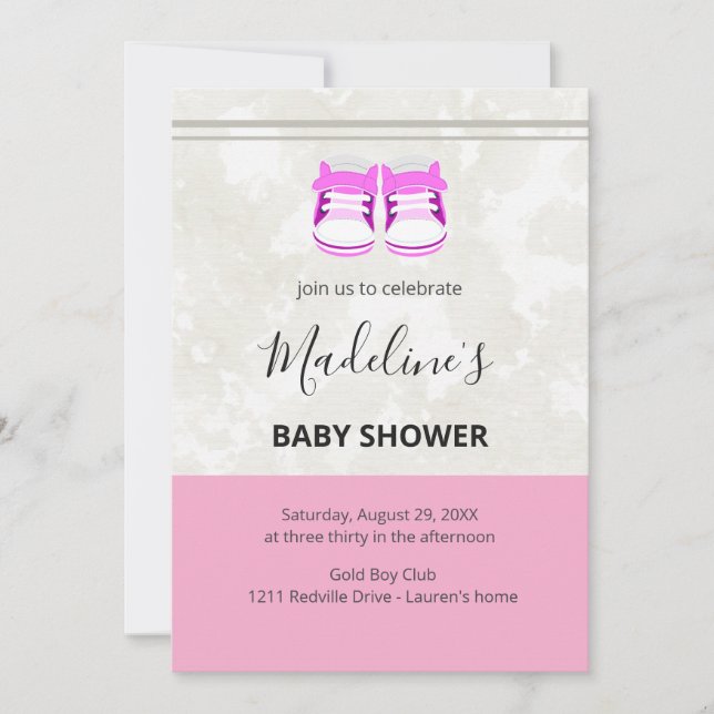 Invitation de Baby Shower Rose – Bébé Fille Person (Devant)