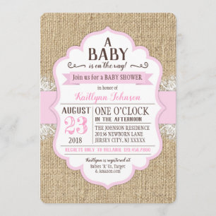 Invitation de Baby shower rose de dentelle de Burl