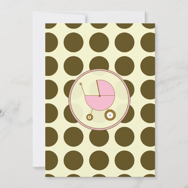 Invitation de Baby shower rose et Brown (Devant)
