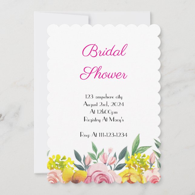 Invitation de baby shower rose florale  (Devant)