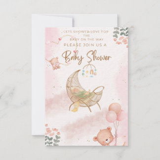 Invitation de baby shower rose florale mignonne av