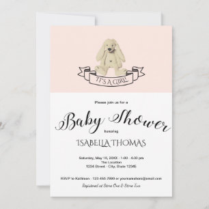 Invitation de Baby shower rose lapin mignon
