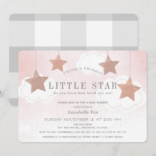 Invitation de Baby shower rose Little Star Twinkle
