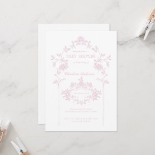 Invitation de Baby shower rose minimale