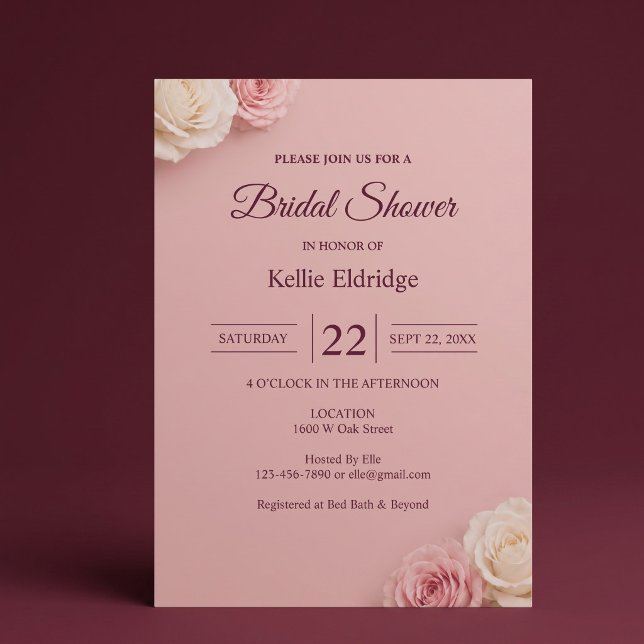 Invitation de Baby Shower Rose Pâle (Créateur téléchargé)