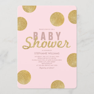 Invitation de Baby shower rose pâle Faux Gold Part