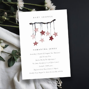 Invitation de Baby shower rose pâle mignon Star Mo