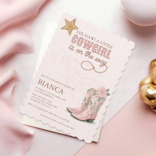 Invitation de Baby Shower Rose Petite Cowgirl