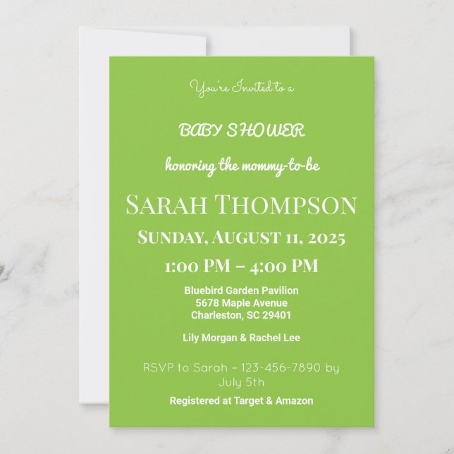 Invitation de Baby shower rose vif pour un garçon (Devant)