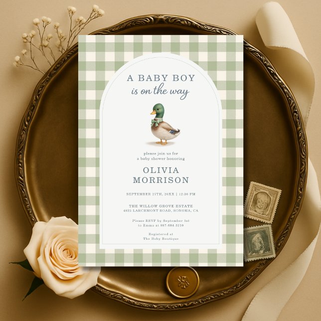 Invitation de Baby Shower Ruban Canard Colvert Gin (Créateur téléchargé)