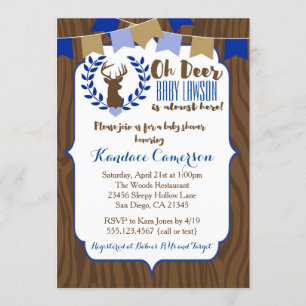 Invitation de Baby shower Rustic Deer Buck, Boy Bl