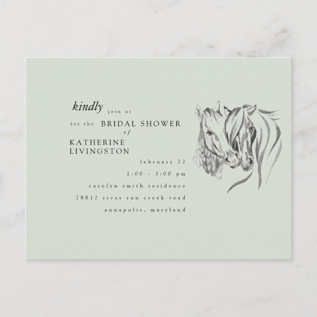Invitation de Baby Shower Rustique avec Chevaux qu (Devant)